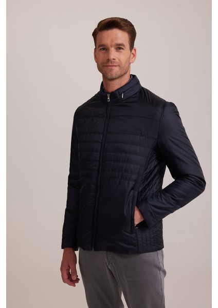 Erkek Lacivert Regular Fit Kışlık Spor Gizli Kapüşon Mont fiyatları