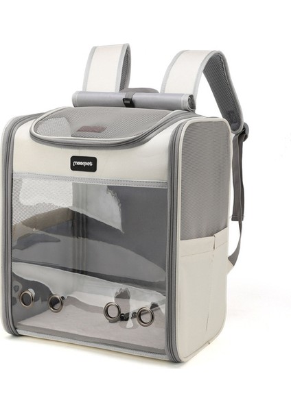 Açık Gri Evcil Hayvan Sırt Çantası Taşınabilir Kedi ve Küçük Köpekler Açık Taşıyıcı Katlanabilir Havalandırmalı Tasarım Büyük Kedi Köpek Sırt Çantası Taşıma Çantası (Yurt Dışından)