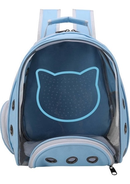 Açık Mavi Yüksek Kapasiteli Pet Kedi Çantası Nefes Taşınabilir Taşıma Çantası Açık Hava Seyahati Için Sırt Çantası Yavru Kedi ve Köpek Şeffaf Uzay Sırt Çantası (Yurt Dışından)