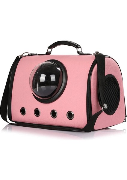 Pembe Evcil Hayvan Taşıma Çantası Kedi Sırt Çantası Taşınabilir Katlanabilir Nefes Köpek Açık Seyahat Bir Omuz Crossbody Çanta Bavul Uzay Kapsül (Yurt Dışından)