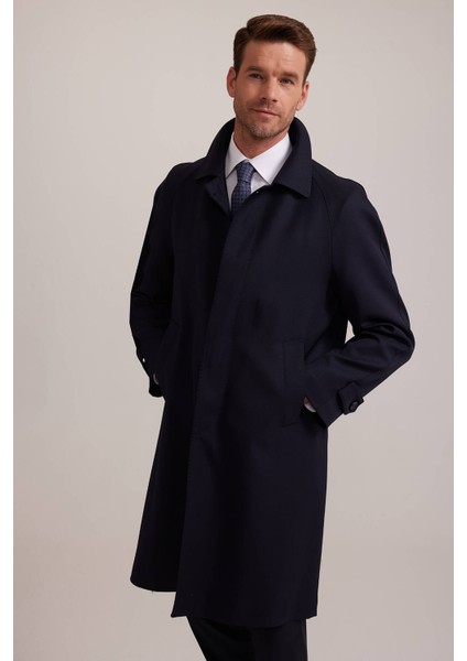 Erkek Lacivert Regular Fit Gabardin Pardesü modelleri
