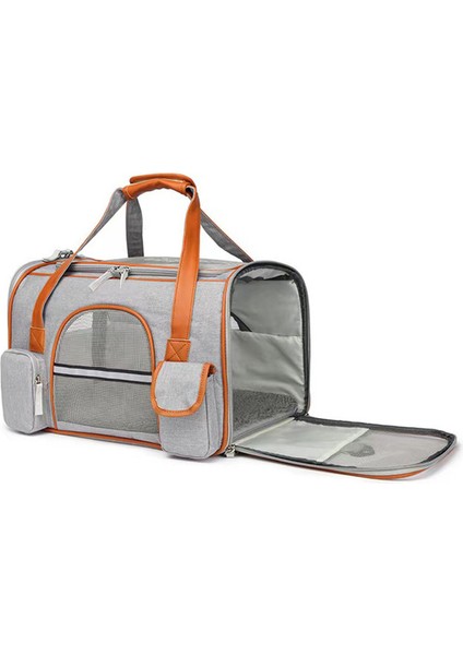 Açık Gri 0-6 kg Kedı Köpek Pet Uçak Taşıyıcıları Nefes Örgü Katlanabilir Büyük Kapasiteli Kedi Taşıma Çantası Açık Seyahat Evcil Hayvan Malzemeleri Çantası (Yurt Dışından)