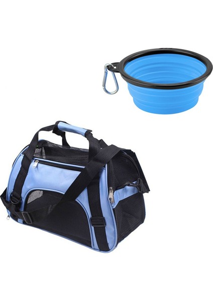 BLUE-350ML Kase 5kg Altında Taşınabilir Pet Çanta Sevimli Sırt Çantası Açık Seyahat Çanta Taşıma Çantaları Yumuşak Crossbody Çanta Pet Köpek Nefes Örgü Sırt Çantaları (Yurt Dışından)