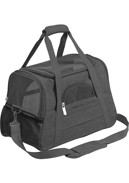Siyah 44X25X28 cm Çanta Kedi Dışarı Taşınabilir Evcil Hayvan Çantası Büyük Kapasiteli Köpek Çantası Kedi Taşınabilir Asılı Kedi Kafesi Kanvas Köpek Sırt Çantası (Yurt Dışından)