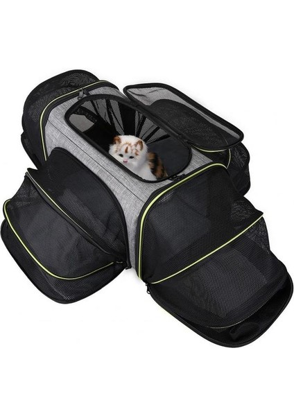 Gri Evcil Hayvan Seyahat Çantası Fermuar Ayarlanabilir Nefes Alabilir Katlanabilir Genişletilebilir Küçük Orta Kedi Koltuğu Açık Çanta Malzemeleri Köpek Aksesuarları (Yurt Dışından)