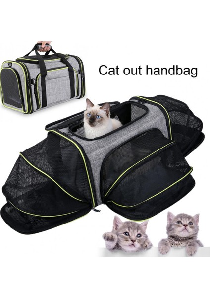 Gri Evcil Hayvan Seyahat Çantası Fermuar Ayarlanabilir Nefes Alabilir Katlanabilir Genişletilebilir Küçük Orta Kedi Koltuğu Açık Çanta Malzemeleri Köpek Aksesuarları (Yurt Dışından) fırsatları