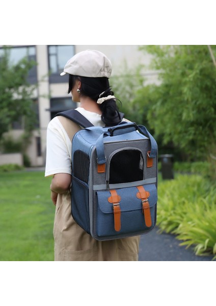 Mavi 0-10 kg Kedı Evcil Hayvan Taşıyıcıları Nefes Örgü Köpek Sırt Çantası Katlanabilir Büyük Kapasiteli Kedi Taşıma Çantası Açık Seyahat Evcil Hayvan Malzemeleri Çantası (Yurt Dışından)