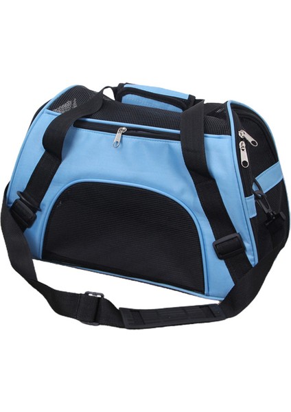 Mavi M Taşınabilir Katlanabilir Köpek Kedi Taşıyıcı Nefes Örgü Seyahat Kafesi Crossbody Tote Çanta (Yurt Dışından)