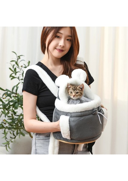 Siyah Pet Asılı Göğüs Çantası Ultra Yumuşak Peluş Köpek Çantaları Cepler ile Sıcak Kış Kedi Sırt Çantası Şapka Rahat Köpekler Taşıma Çantası (Yurt Dışından) fırsatları