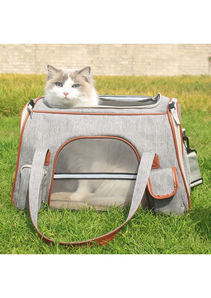 P-2 Bir Boyut Giden Seyahat Için Kedi ve Köpek Taşıma Çantası Yumuşak Pet Taşıyıcı Taşınabilir Nefes Alabilir Katlanır Çanta Pet Tote Kilitleme Emniyet Fermuarı ile (Yurt Dışından) modelleri