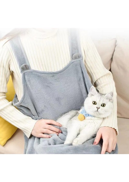 Gri Kedi Bir Önlük Taşır Kedi Tutucu Taşıyıcı Önlük Yumuşak Mercan Kadife Evcil Hayvan Uyku Göğüs Önlüğü Yavru Yavru Kediyi Tutmak Için Cepli (Yurt Dışından)