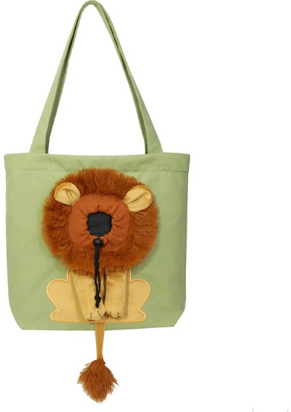Açık Yeşil 30X36CM Açık Kafa Küçük Aslan Şekli Omuz Çantası Kediler ve Köpekler Küçük Evcil Hayvanlar Tuval Dışı El Çantası Evcil Hayvan Çantası Kedi Taşıyıcı (Yurt Dışından)