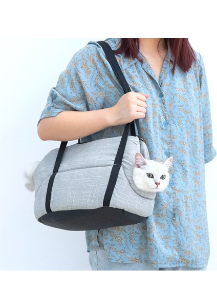 Gri 45X22X20XM Yokee Kış Sıcak Taşınabilir Kedi Evcil Hayvan Taşıma Çantası Supplie Yavru Köpek Küçük Köpek Çanta Ayrılabilir Ped Seyahat Açık Sırt Çantası (Yurt Dışından)