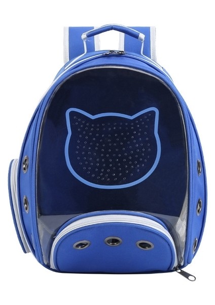 Mavi Yüksek Kapasiteli Pet Kedi Çantası Nefes Taşınabilir Taşıma Çantası Açık Hava Seyahati Için Sırt Çantası Yavru Kedi ve Köpek Şeffaf Uzay Sırt Çantası (Yurt Dışından)