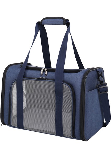 Koyu Mavi Evcil Hayvan Taşıyıcı Taşıma Seyahat Çantası Büyük Kapasiteli Taşıma Kapsülü Tote Nefes Taşınabilir Yaratıcı Çok Fonksiyonlu Evcil Hayvan Malzemeleri (Yurt Dışından)