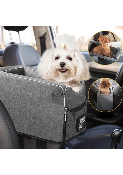 Bej 42X20X22 cm Taşınabilir Pet Köpek Araba Koltuğu Merkezi Kontrol Kaymaz Köpek Taşıyıcılar Güvenli Araba Kol Dayama Kutusu Yükseltici Kulübesi Yatak Küçük Köpek Kedi Seyahat (Yurt Dışından)
