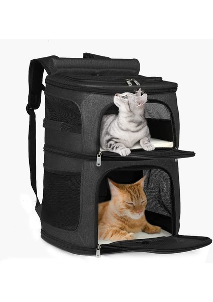 A L Çift Katmanlı Kedi Taşıyıcı Sırt Çantası Çıkarılabilir Kedi Taşıyıcı 2 Kediler Için Küçük Orta Köpekler Kediler Nefes Pet Sırt Çantası Seyahat Çantası (Yurt Dışından) indirimleri