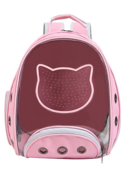 Pembe Yüksek Kapasiteli Pet Kedi Çantası Nefes Taşınabilir Taşıma Çantası Açık Hava Seyahati Için Sırt Çantası Yavru Kedi ve Köpek Şeffaf Uzay Sırt Çantası (Yurt Dışından)
