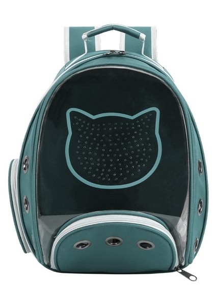 Koyu Yeşil Yüksek Kapasiteli Pet Kedi Çantası Nefes Taşınabilir Taşıma Çantası Açık Hava Seyahati Için Sırt Çantası Yavru Kedi ve Köpek Şeffaf Uzay Sırt Çantası (Yurt Dışından)