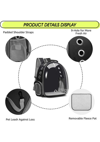 Black2 F Pet Kedi Çantası Uzay Kapsülü Köpek Çantası Sırt Çantası ile Dışarı Çıkmak Şeffaf Evcil Hayvan Sırt Çantası Astronot Köpek Taşıma Çantası Köpek Aksesuarları (Yurt Dışından) indirimleri