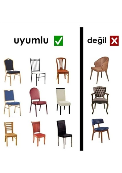 Bürümcük Lastikli 6'lı Sandalye Kılıfı Sandalye Örtüsü GZL00000267