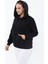 Piano Luce  Kadın Büyük Beden Cepli Kapşonlu Sweatshirt Siyah PLWM23SWT01 2