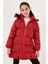 Yakası Suni Kürklü Yazı Baskılı Çıkarılabilir Kapüşonlu Peluş Astarlı Kışlık Mont Kız Çocuk Mont 5761984 2