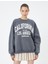 Kolej Sweatshirt Şardonlu Rahat Kalıp Uzun Baskılı 3