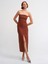 90758 Straplez Elbise-Kahve 1