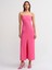90758 Yırtmaçlı Straplez Elbise-Pembe 1