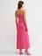 90758 Yırtmaçlı Straplez Elbise-Pembe 2