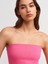 90758 Yırtmaçlı Straplez Elbise-Pembe 4