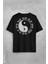 Siyah Beyaz Ying Yang Pokemon Minimal Sırt Ön Baskılı Oversize Tişört T-Shirt 1