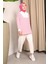 Fuşya Yaka Fermuarlı Çizgili İki İplik Sweatshirt 1