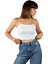 Kadın Beyaz İp Askılı Crop Top Büstiyer Bluz Atlet 23K-TRP-CRP01 2
