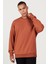 Erkek Açık Kahve Oversize Bol Kesim 3 Iplik Bisiklet Yaka Pamuklu Sweatshirt 1