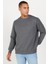 Erkek Antrasit-melanj Standart Fit Normal Kesim Içi Polarlı 3 Iplik Bisiklet Yaka Sweatshirt 1