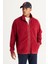 Erkek Bordo Oversize Bol Kesim Dik Yaka Jakarlı Polar Sweatshirt 1