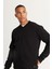Erkek Siyah Standart Fit Normal Kesim Içi Polarlı 3 Iplik Kolej Yaka Pamuklu Sweatshirt Ceket 2