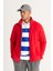 Erkek Kırmızı Standart Fit Normal Kesim Soğuk Geçirmez Dik Yaka Polar Sweatshirt Ceket 1