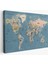 Türkçe Dünya Haritası Ayrıntılı Eğitici-Öğretici Okyanuslu Dekoratif Kanvas Tablo 2522 1