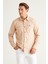 Erkek Bej Slim Fit Dar Kesim Klasik Yaka Pamuklu Gömlek 1