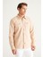 Erkek Bej Slim Fit Dar Kesim Klasik Yaka Pamuklu Gömlek 4