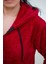 Kadın Kırmızı Peluş Kalın Fermuarlı Kapüşonlu Cepli Ceket 23KCKTMY50 3
