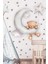 Ayda Sallanan Sevimli Ayıcık Puantiye ve Yıldızlar Çocuk Bebek Odası Sticker Seti 1