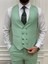 Erkek Takım Elbise Kırlangıç Yaka Italyan Kesim Slim Fit Ceket Yelek Pantolon 3