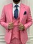 Erkek Takım Elbise Kırlangıç Yaka Italyan Kesim Slim Fit Ceket Yelek Pantolon 3