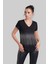 Kadın Siyah Önü Taş Detaylı V Yakalı Kısa Kollu T-Shirt Npt 49 2