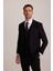 Erkek Siyah Slim Fit Yelekli Sivri Yaka Takım Elbise 3
