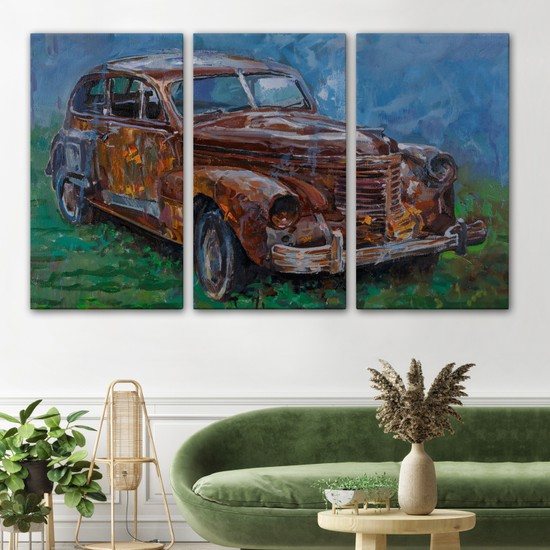 Paslı Eski Araba Dekoratif Duvar TABLOSU-3531 Fiyatı